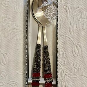 The Wild Eye Designs Artisan Beaded Handcrafted Salad Server Set